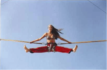 girl on bungee trampoline