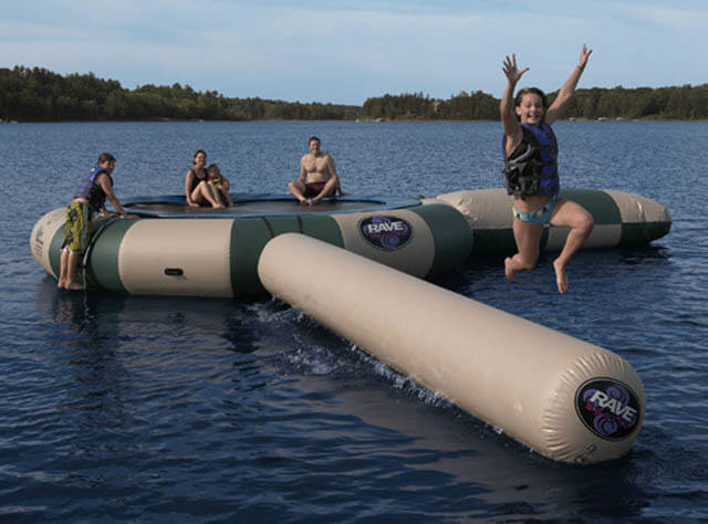 water trampoline with slide