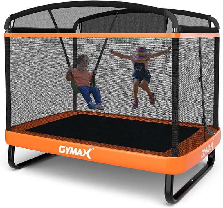 gymax trampoline with swing - orange