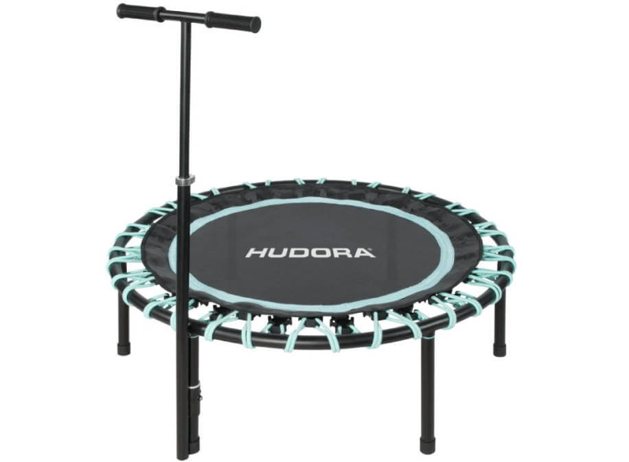hudora sky mini trampoline with mounted handlebar