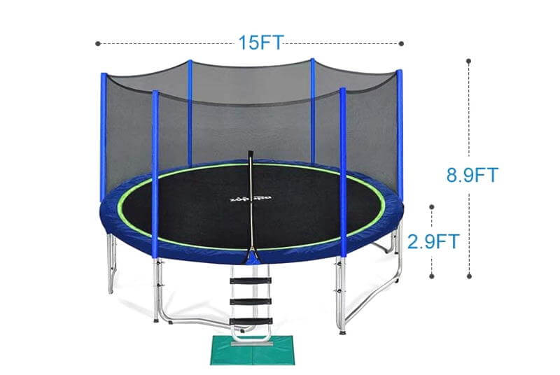 size of zupapa trampoline