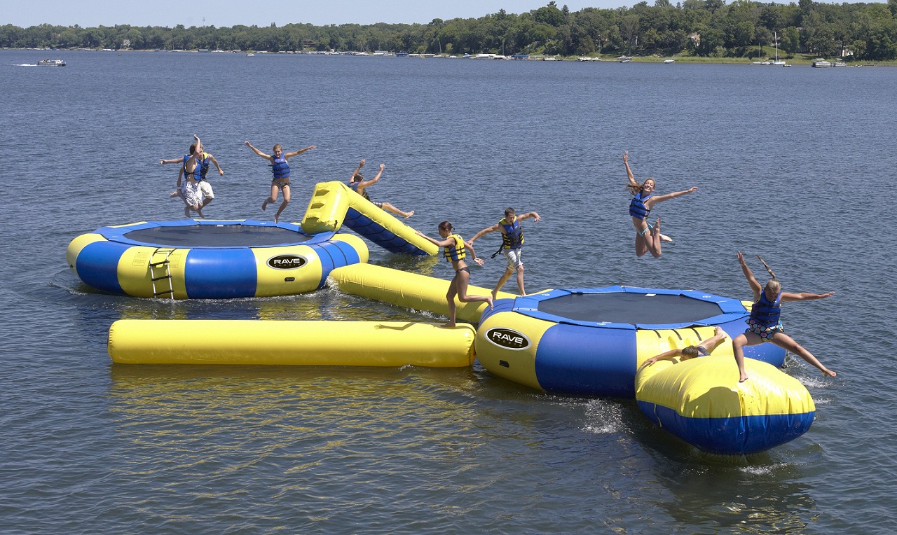 Used water outlet trampoline