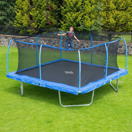 Square trampoline 2025 with enclosure