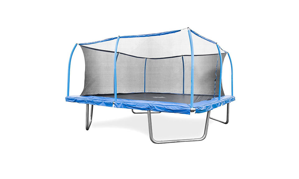 Square trampoline clearance with enclosure