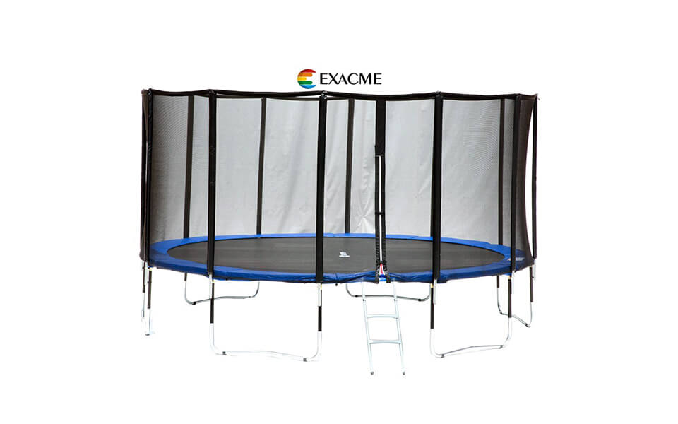 ExacMe 15 Foot Luxury Trampoline with Rectangular Basketball Hoop and