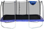 Skywalker rectangular trampoline - blue with basketball hoop, size 9x15 foot