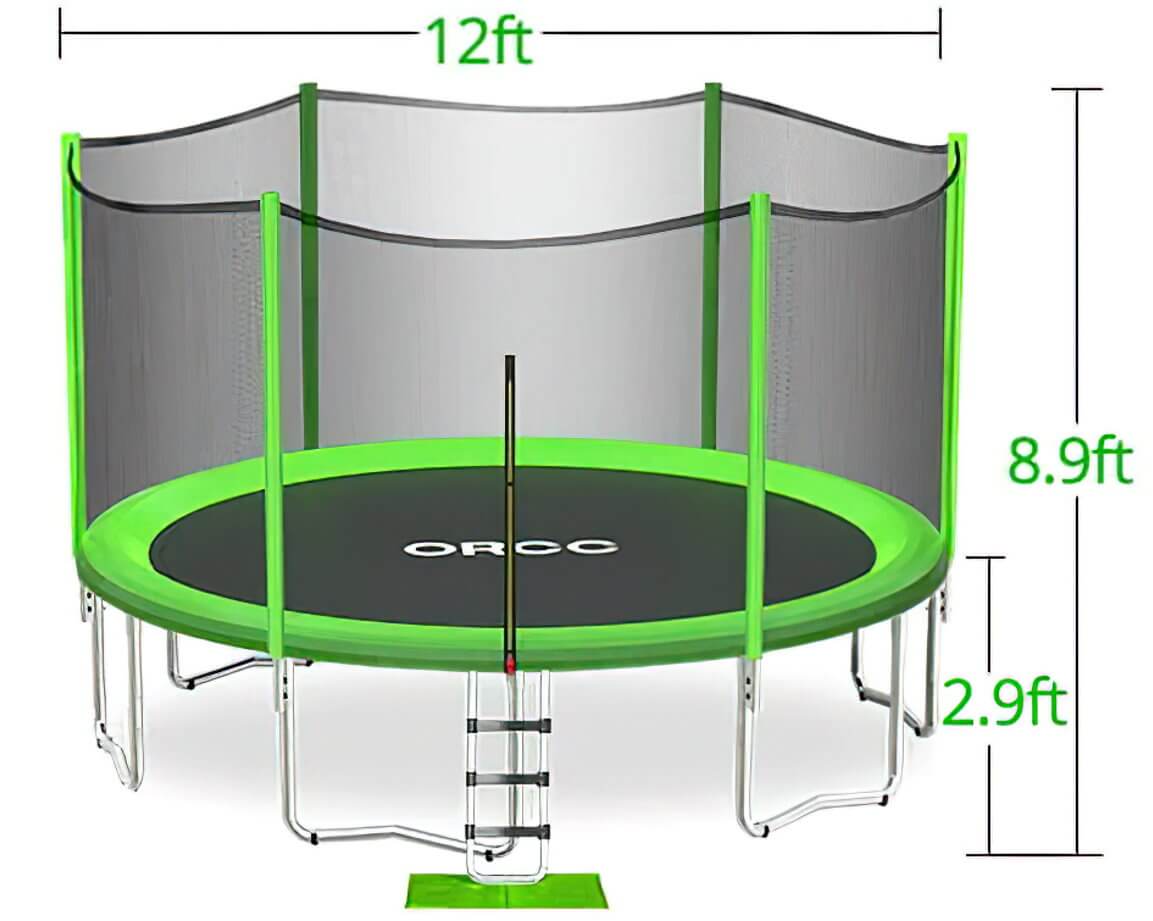 Green ORCC round trampoline size information