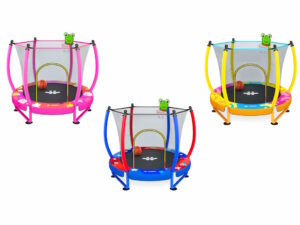 happin toddler trampoline in red/blue, yellow and pink