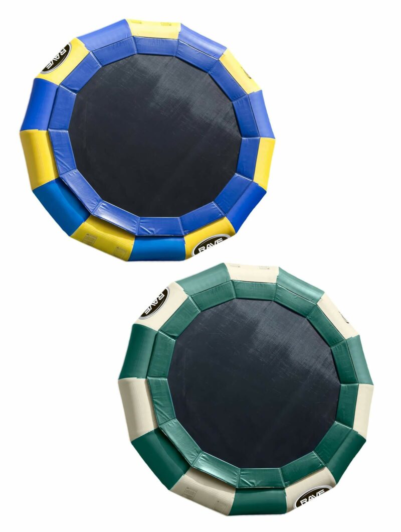 Rave Sports Eclipse water trampoline in blue and green colour