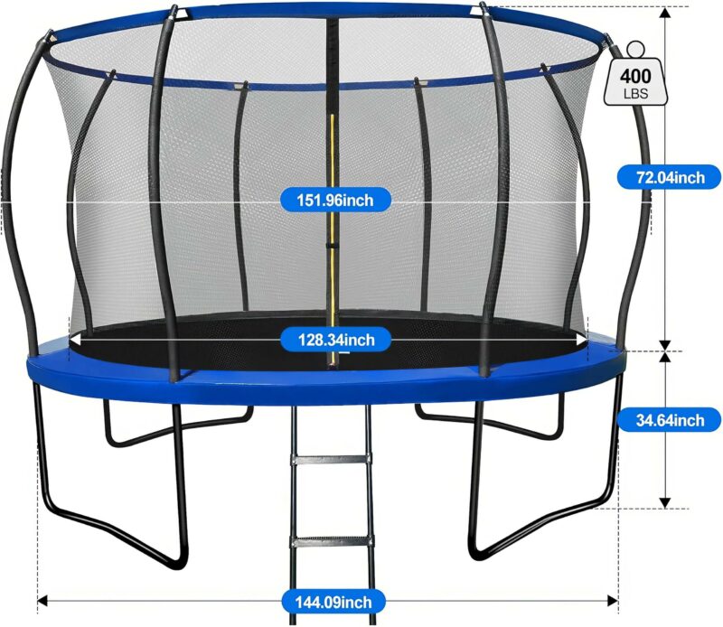 wamkos trampoline size specifications for round 12ft