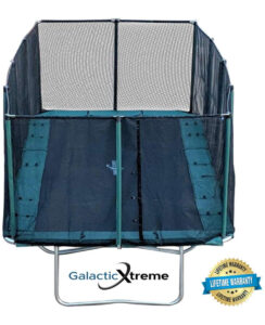 Galactic Xtreme 10x17 commercial-grade rectangle trampoline with safety net enclosure and ladder